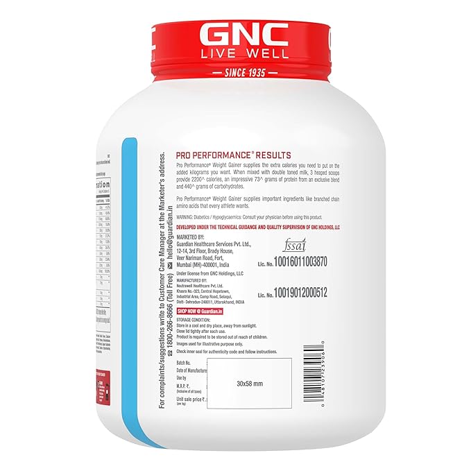 GNC PRO WEIGHT GAINER High-Calorie, Low-Fat Formula For Healthy Body Gains