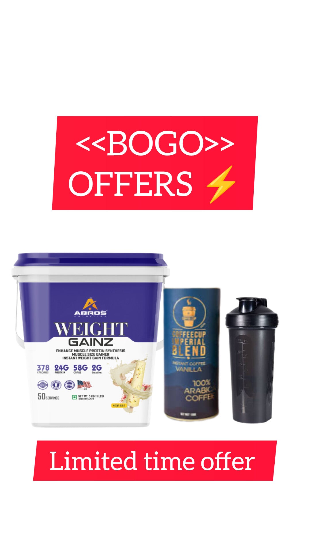 Weight Gainz – Abros Nutrition 50servings 11lbs 5kg bucket ⚡ OFFER PRICE