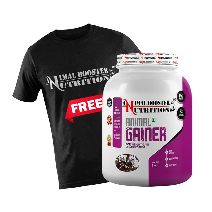 ANIMAL GAINER 3KG 33servings chocolate WITH FREE TSHIRT LIMITED PERIOD OFFER