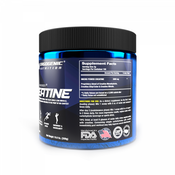 ERGOGENIC NUTRITION®MICRO POWER®- CREATINE~300GM(100 Servings)