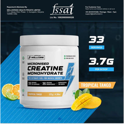 Wellcore - Pure Micronised Creatine Monohydrate (122g, 33 Servings) Tropical Tango
