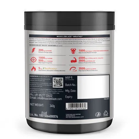 MuscleBlaze Pre Workout WrathX, (cola frost, 20 Servings) offer price with shaker free