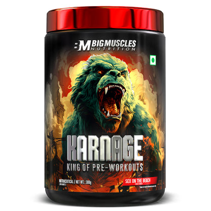 BIG MUSCLES KARNAGE PRE WORKOUT 60SERVINGS FRUIT PUCH FLAVOUR