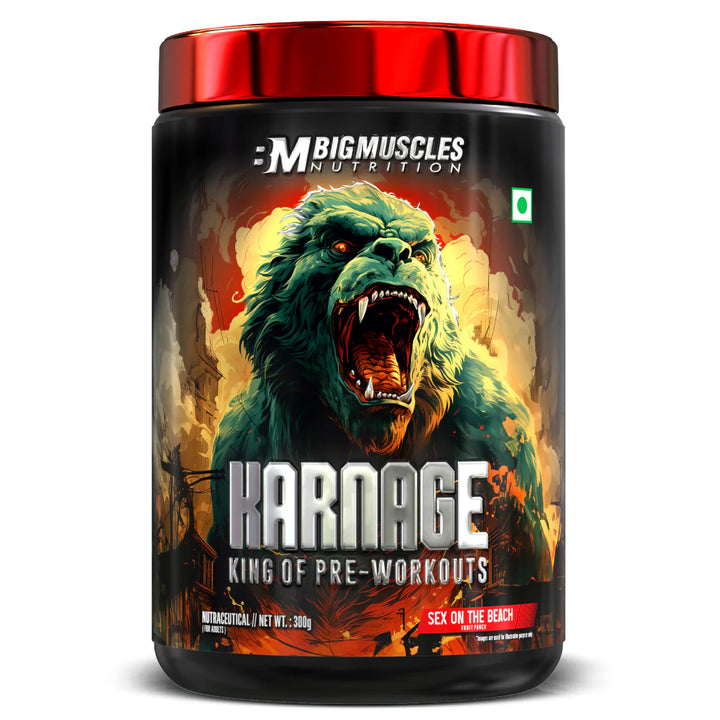 BIG MUSCLES KARNAGE PRE WORKOUT 60SERVINGS FRUIT PUCH FLAVOUR offer price