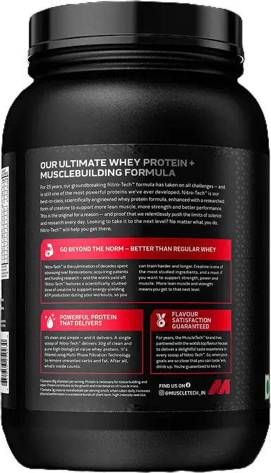 Muscletech Nitrotech Whey Protein Powder 1 kg - Milk Chocolate