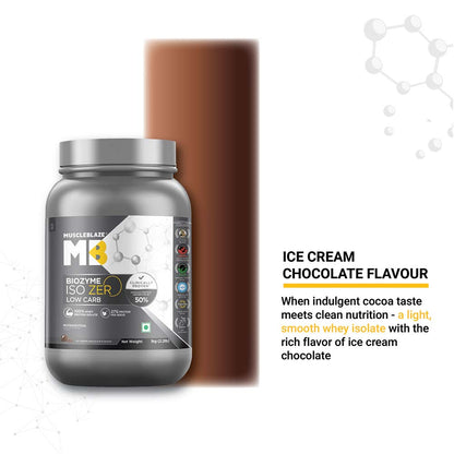 MuscleBlaze Biozyme Iso-Zero Low Carb Ice Cream Chocolate • 1 kg