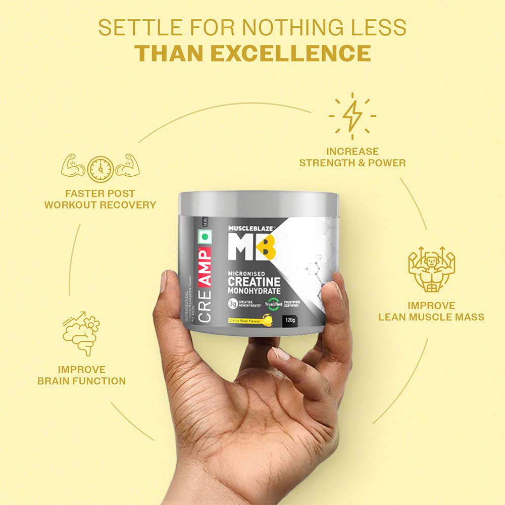 MuscleBlaze Creatine Monohydrate CreAMP
100g • Unflavoured