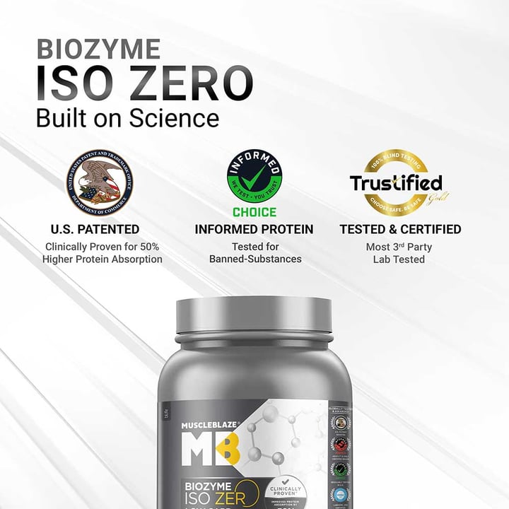 MuscleBlaze Biozyme Iso-Zero Low Carb Ice Cream Chocolate • 1 kg + shaker free worth ₹899